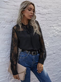  | SHEIN Contrast Lace Tie Neck Frill Trim Blouse | Blouse | Shein | OneHub