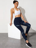 SHEIN Contrast Mesh Tummy Control Sports Leggings