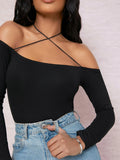  | SHEIN BAE Off-the-Shoulder Strappy Self-Tie Choker Bodysuit | Bodysuit | Shein | OneHub