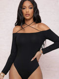  | SHEIN BAE Off-the-Shoulder Strappy Self-Tie Choker Bodysuit | Bodysuit | Shein | OneHub
