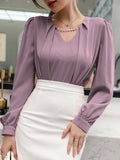SHEIN Puff Sleeve Solid Blouse