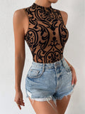  | Shein Baroque Print Mock Neck Bodysuit Without Lingerie Set | Bodysuit | Shein | OneHub