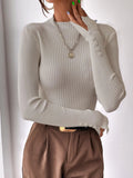 SHEIN Split Cuff Ribbed Knit Sweater