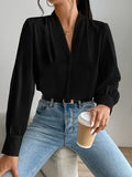  | SHEIN Solid Bishop Sleeve Blouse | Blouse | Shein | OneHub