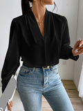  | SHEIN Solid Bishop Sleeve Blouse | Blouse | Shein | OneHub