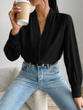  | SHEIN Solid Bishop Sleeve Blouse | Blouse | Shein | OneHub