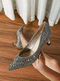  | SHEIN Rhinestone Decor Point Toe Heeled Sequin Court Pumps | Sandal | Shein | OneHub
