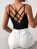 SHEIN Privé Solid Criss Cross Back Cami Top