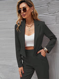 | SHEIN Essnce Solid Single Button Crop Blazer And Slant Pocket Tailored Pants | Blazer | Shein | OneHub