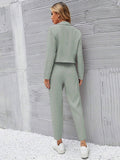  | SHEIN Frenchy Solid Single Button Crop Blazer And Slant Pocket Tailored Pants | Blazer | Shein | OneHub
