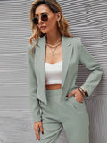  | SHEIN Frenchy Solid Single Button Crop Blazer And Slant Pocket Tailored Pants | Blazer | Shein | OneHub