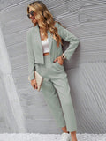  | SHEIN Frenchy Solid Single Button Crop Blazer And Slant Pocket Tailored Pants | Blazer | Shein | OneHub