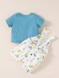  | SHEIN Baby Boy Button Detail Tee & Dinosaur Print Overall Romper Set | Dress | Shein | OneHub