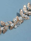  | SHEIN 1pc Gold Color Delicate Leaf Shaped Pearl & Crystal Bridal Waist Chain | Belt | Shein | OneHub