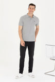 USPA Men's Gray Melange Basic Polo Neck T-Shirt