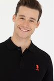 USPA Men's Black Basic Polo Neck T-Shirt