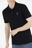 USPA Men's Black Basic Polo Neck T-Shirt