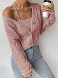  | SHEIN Cable Knit Drop Shoulder Cardigan & Cami Knit Top | Sweater | Shein | OneHub