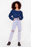 Nasty Gal Check the Party Gingham Puff Sleeve Blouse