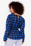 Nasty Gal Check the Party Gingham Puff Sleeve Blouse