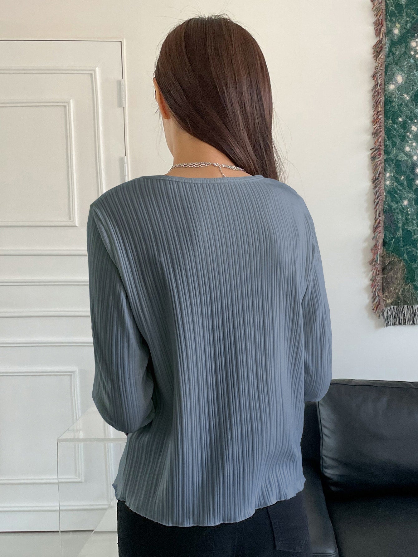  | SHEIN DAZY Ribbed Knit Lettuce Trim Tee | T-shirt | Shein | OneHub