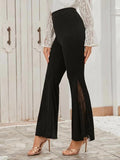  | Shein Eyelash Lace Insert Flare Leg Pants | Pants | Shein | OneHub