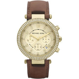  | Michael Kors Parker Brown Leather Strap Champagne Dial Chronograph Quartz Watch for Ladies - MK-2249 | Watches | Michael Kors | OneHub