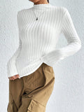 SHEIN Mock Neck Ribbed Knit Tee