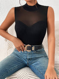  | SHEIN BAE Contrast Mesh Mock Neck Knit Top | Skirt | Shein | OneHub