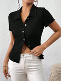  | SHEIN Frenchy Solid Button Front Tee | T-shirt | Shein | OneHub