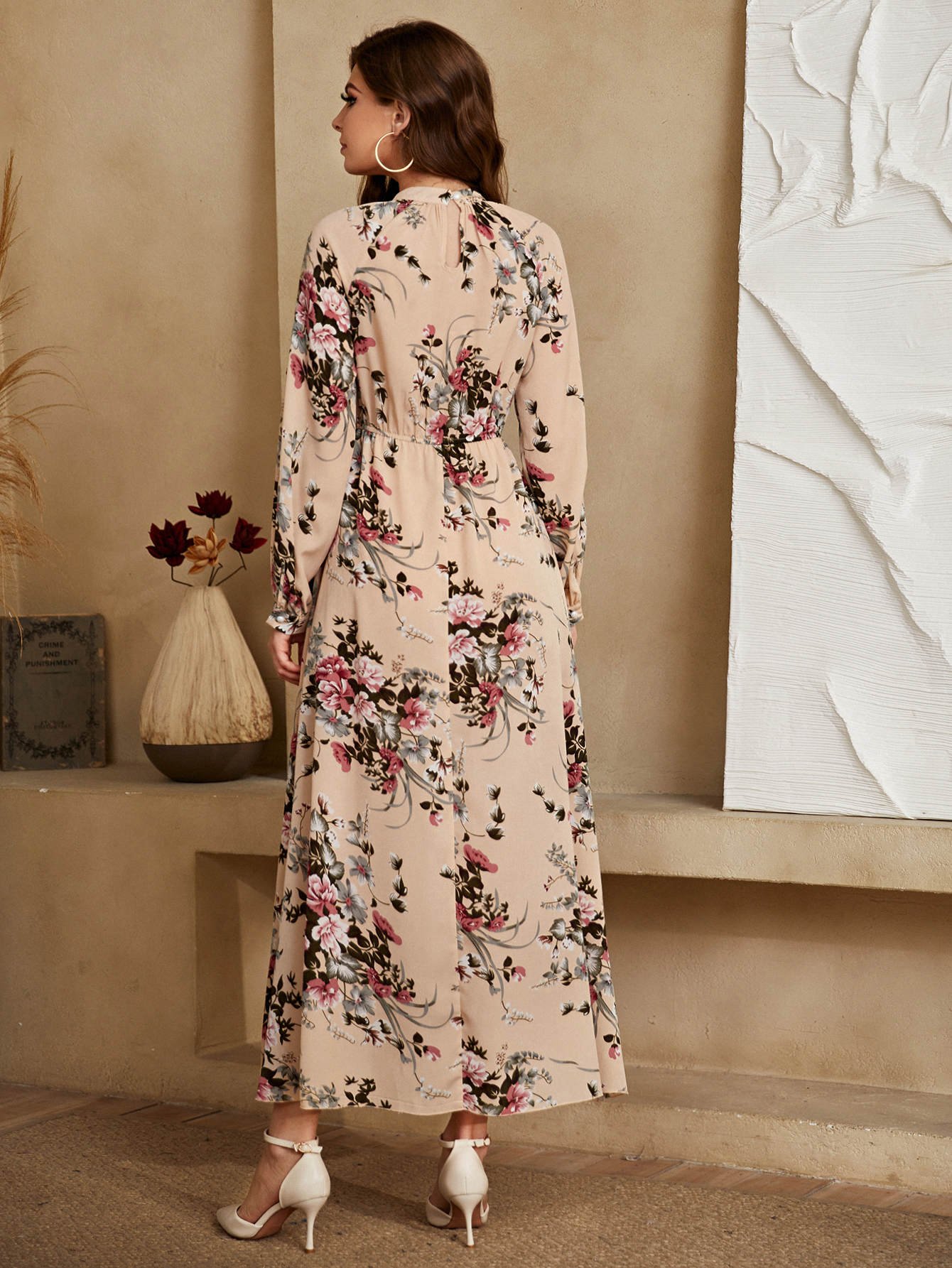  | SHEIN Mulvari Allover Floral Mock Neck Keyhole Back Dress | Dress | Shein | OneHub