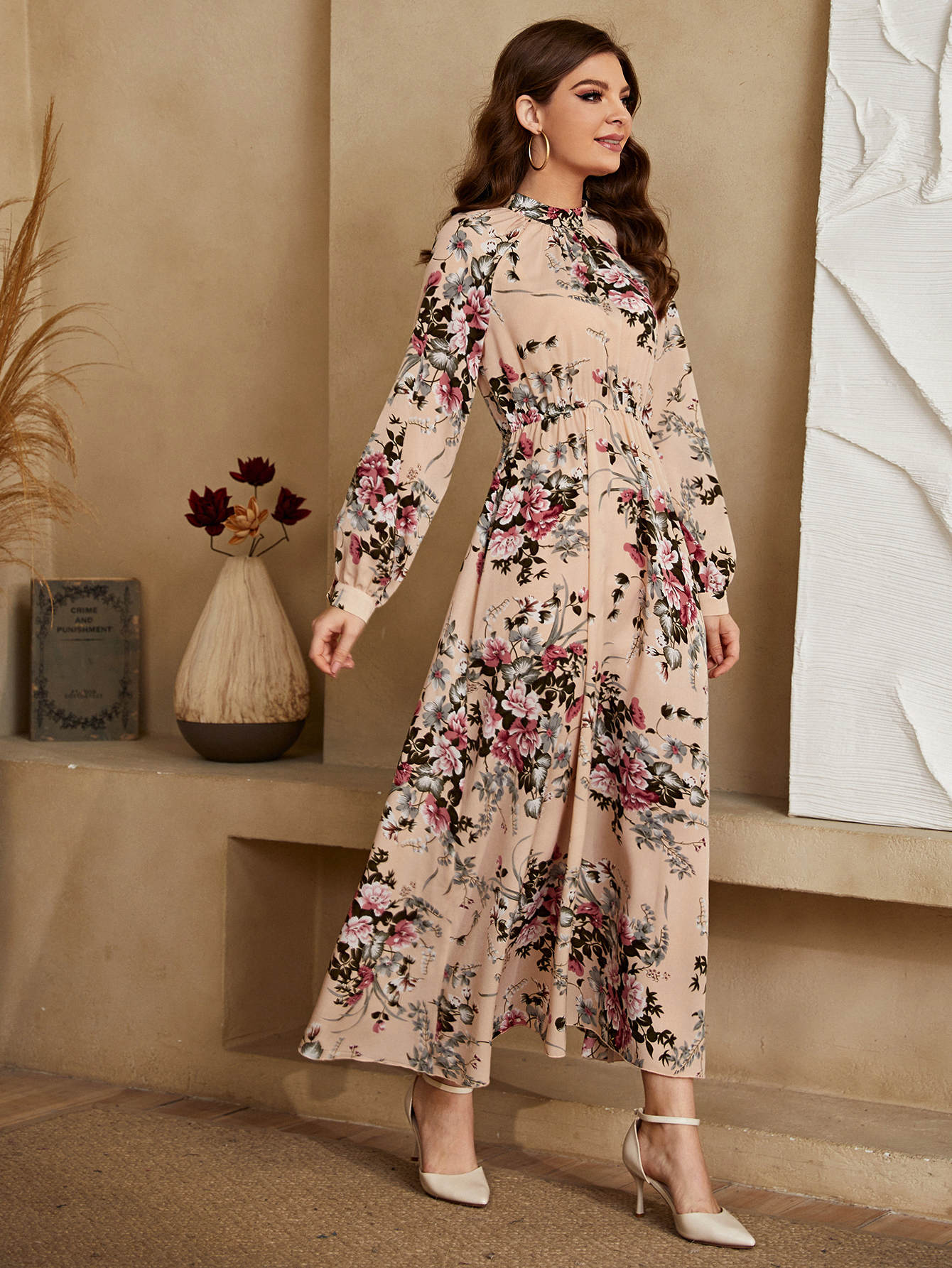  | SHEIN Mulvari Allover Floral Mock Neck Keyhole Back Dress | Dress | Shein | OneHub