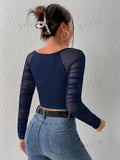  | SHEIN Priv̩ Knitted Mesh Long Sleeve Top | Top | Shein | OneHub