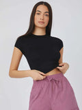  | Shein Basics Cap Sleeve Solid Crop | Top | Shein | OneHub