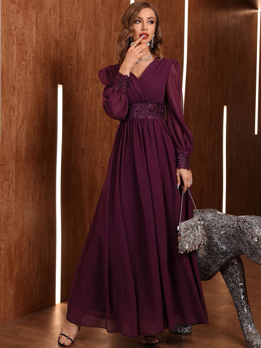 Shein Floral Embroidery Sequin Decor Lantern Sleeve Chiffon Formal Dre | Dress | OneHub Shein Floral Embroidery Sequin Decor Lantern Sleeve Chiffon Formal Dre | Dress | OneHub