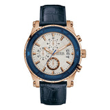 | Guess Pinnacle Blue Leather Strap White Dial Chronograph Quartz Watch for Gents - W0673G6 | Watches | Guess | OneHub