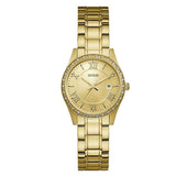 Guess Greenwich Gold Stainless Steel Gold Dial Quartz Watch for Ladies - W0985L2