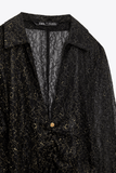 Zara Lace Shirt With Gold Buttons